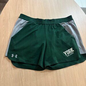 York College Spartans Athletic Shorts Women's Large Green Under Armour Loose Fit